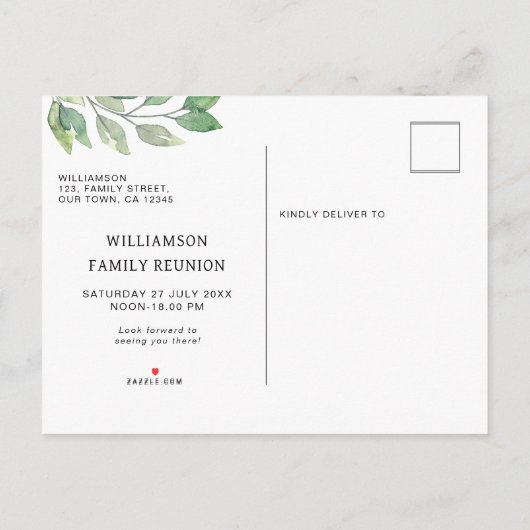 Gezinshereniging Modern Uitnodiging Briefkaart (Achterkant)