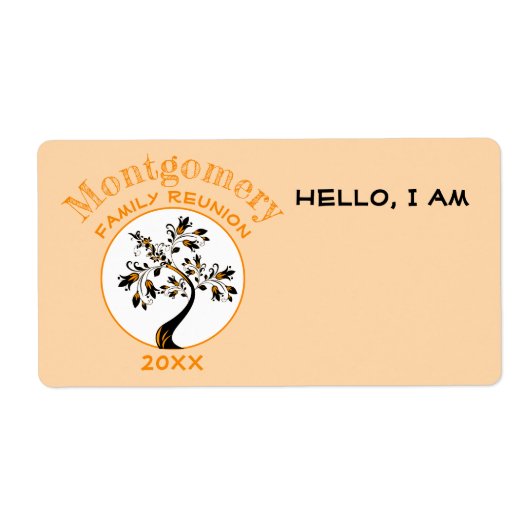 Gezinshereniging Moderne Boom Oranje Label Aangepa (Voorkant)