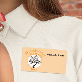 Gezinshereniging Moderne Boom Oranje Label Aangepa