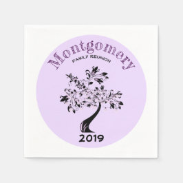 Gezinshereniging Moderne Paarse en zwarte boom Servet