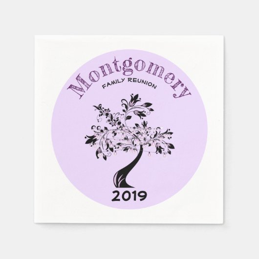 Gezinshereniging Moderne Paarse en zwarte boom Servet (Voorkant)