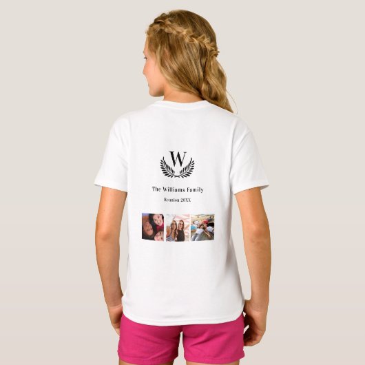 Gezinshereniging monogram aangepast fotocollage t-shirt (Achterkant volledig)