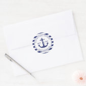 Gezinshereniging Nautical Anchor Monogram gestript Ronde Sticker (Envelop)