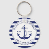 Gezinshereniging Nautical Anchor Monogram gestript Sleutelhanger (Voorkant)