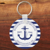 Gezinshereniging Nautical Anchor Monogram gestript Sleutelhanger (Achterkant)