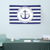 Gezinshereniging Nautical Anchor Monogram gestript Spandoek (Beurs)