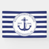 Gezinshereniging Nautical Anchor Monogram gestript Spandoek (Horizontaal)