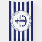 Gezinshereniging Nautical Anchor Monogram gestript Spandoek (Verticaal)