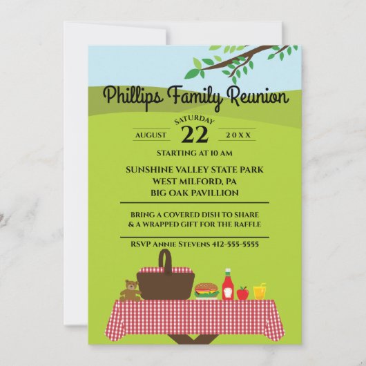 Gezinshereniging op de Picnic-lijst van het park Kaart (Voorkant)