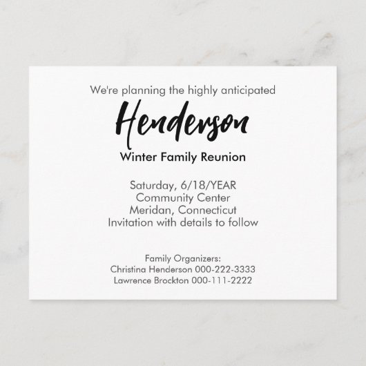 Gezinshereniging Opslaan Datum Aangepaste foto toe Aankondigingskaart (Achterkant)