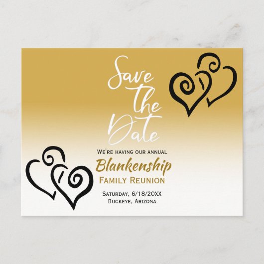 Gezinshereniging Opslaan Datum zwart verbonden har Aankondigingskaart (Voorkant)