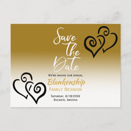 Gezinshereniging Opslaan Datum zwart verbonden har Aankondigingskaart (Voorkant)