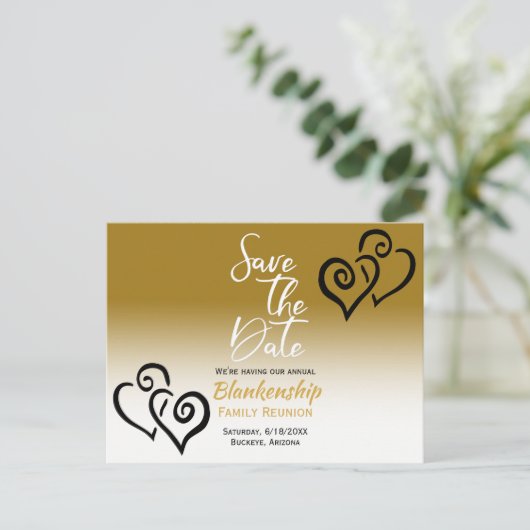 Gezinshereniging Opslaan Datum zwart verbonden har Aankondigingskaart (Staand voorkant)