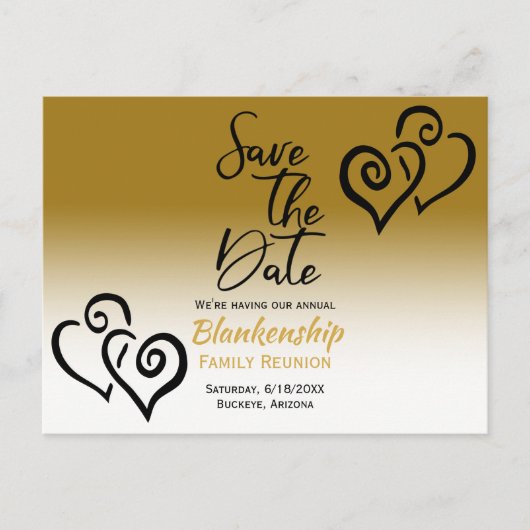 Gezinshereniging Opslaan Datum zwart verbonden har Aankondigingskaart (Voorkant)