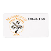 Gezinshereniging Oranje Moderne Boom Aangepaste na Etiket (Voorkant)