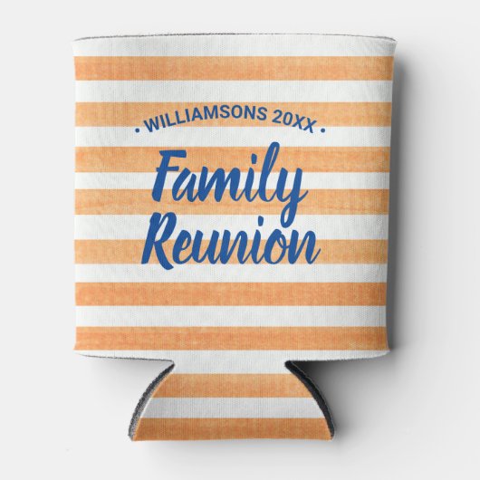 Gezinshereniging Oranje witte strepen Blikjeskoeler (Voorkant)