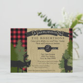 Gezinshereniging Picnic Campout Rustic Deer Antler Kaart (Staand voorkant)