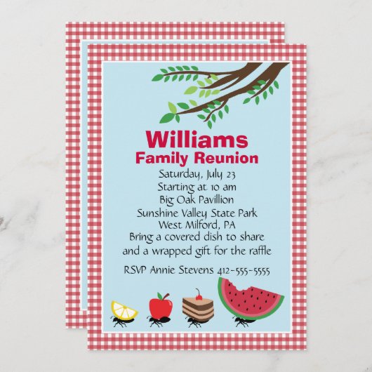  gezinshereniging Picnic Kaart (Voorkant / Achterkant)