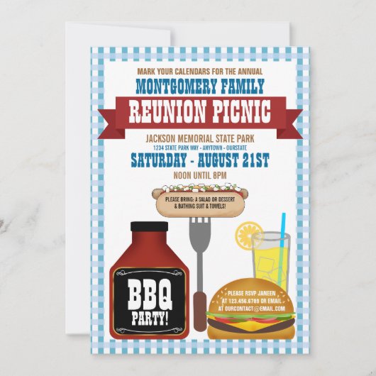 Gezinshereniging Picnic Uitnodigingen (Voorkant)