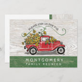 Gezinshereniging  Red Truck Sunflower Rustic Kaart (Voorkant / Achterkant)