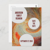 Gezinshereniging redt de datum Oranje bruine roovy Briefkaart (Voorkant / Achterkant)