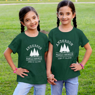 Gezinshereniging Rustic Pine Trees Green Kind T-shirt