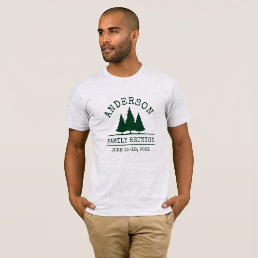Gezinshereniging Rustic Pine Trees Grey T-shirt (Voorkant volledig)