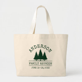 Gezinshereniging Rustic Pine Trees Grote Tote Bag