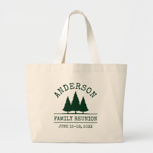 Gezinshereniging Rustic Pine Trees Grote Tote Bag (Voorkant)
