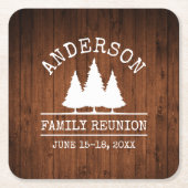 Gezinshereniging Rustic Pine Trees Hood Afdrukken Kartonnen Onderzetters (Voorkant)