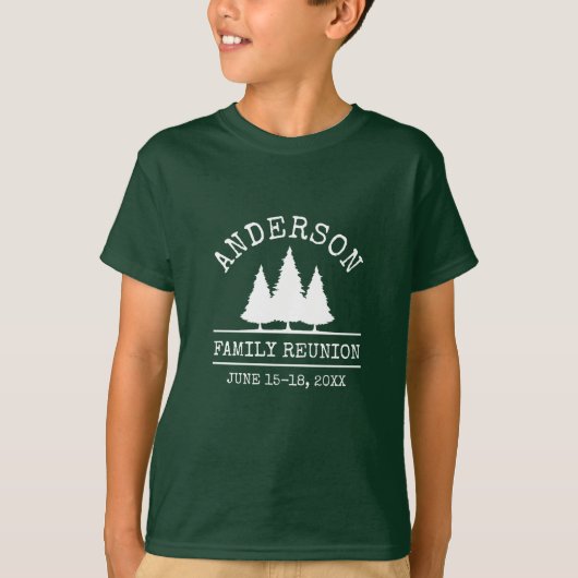 Gezinshereniging Rustic Pine Trees Kind Groen T-shirt (Voorkant)