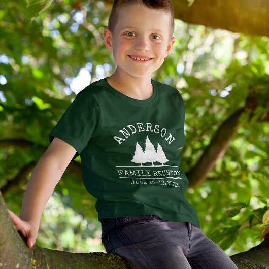Gezinshereniging Rustic Pine Trees Kind Groen T-shirt