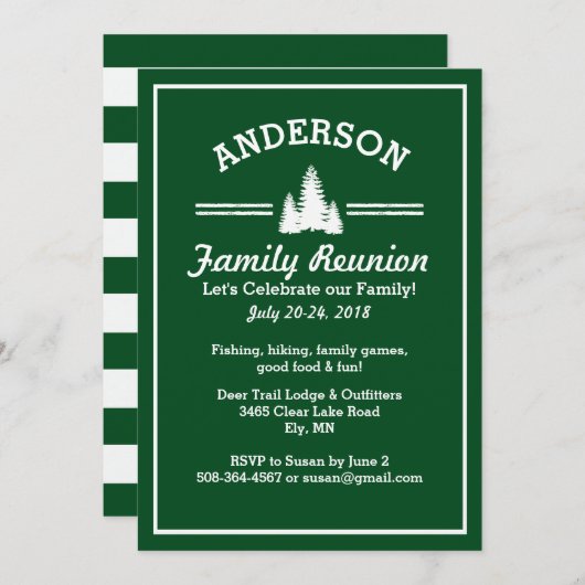 gezinshereniging | Rustic Pine Trees Lake House Kaart (Voorkant / Achterkant)