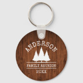 Gezinshereniging Rustic Wood Pine Trees Sleutelhanger (Voorkant)