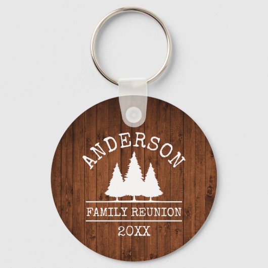 Gezinshereniging Rustic Wood Pine Trees Sleutelhanger (Voorkant)