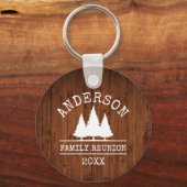Gezinshereniging Rustic Wood Pine Trees Sleutelhanger (Voorkant)