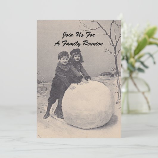 Gezinshereniging Snowman Uitnodiging (Staand voorkant)
