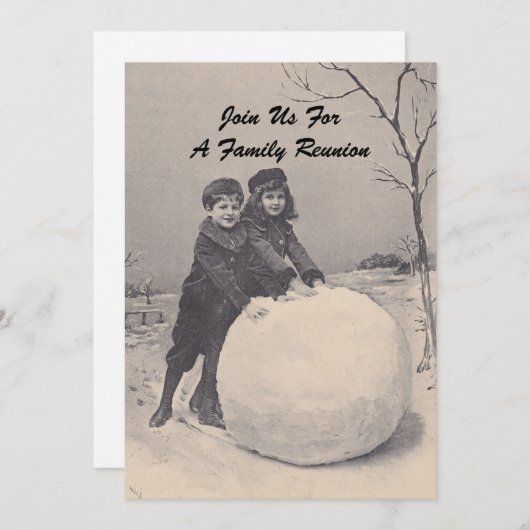 Gezinshereniging Snowman Uitnodiging (Voorkant / Achterkant)