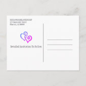 Gezinshereniging sparen de datum blauwe roze harte aankondigingskaart (Achterkant)