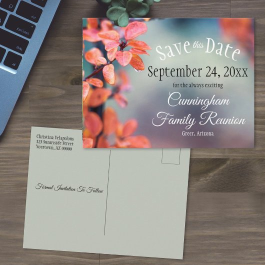 Gezinshereniging sparen de datum najaar leest boke briefkaart