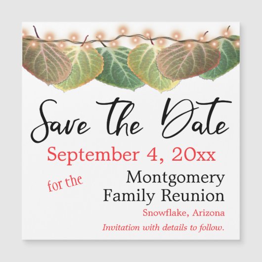 Gezinshereniging sparen de datum najaar waarop Asp (Voorkant)