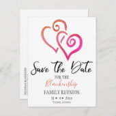 Gezinshereniging sparen de datum Oranje roze hart Aankondigingskaart (Voorkant / Achterkant)