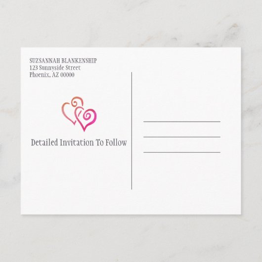 Gezinshereniging sparen de datum Oranje roze hart Aankondigingskaart (Achterkant)