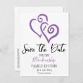 Gezinshereniging sparen de datum Paarse verbonden  Aankondigingskaart (Voorkant / Achterkant)