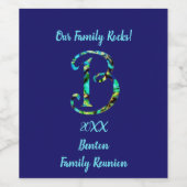 Gezinshereniging Stropdas-kleurstofstijl Letter B  Wijn Etiket (Enkel label)