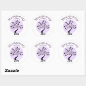 Gezinshereniging Trendy Paarse boomkunst Ronde Sticker (Vel)