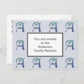 Gezinshereniging Uitnodiging Striped Letter A Init (Voorkant / Achterkant)