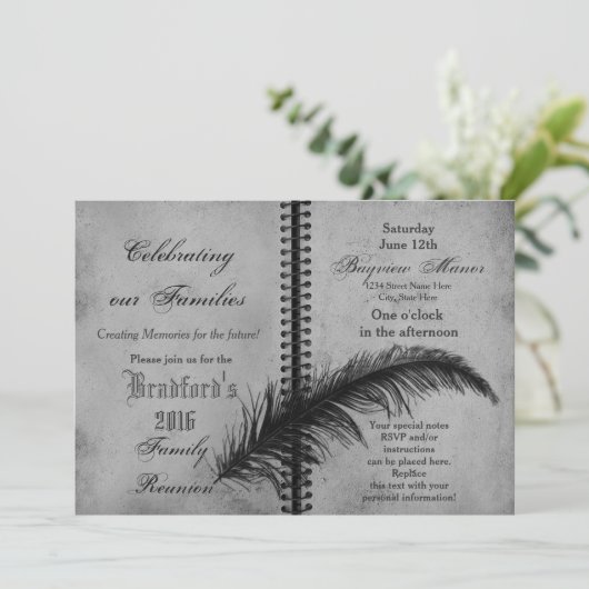 Gezinshereniging - Uitnodigingen - Boek - Grijs (Staand voorkant)