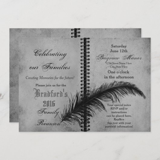 Gezinshereniging - Uitnodigingen - Boek - Grijs (Voorkant / Achterkant)