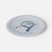 Gezinshereniging Unieke blauwe letter A Monogram Papieren Bordje (Gekanteld)